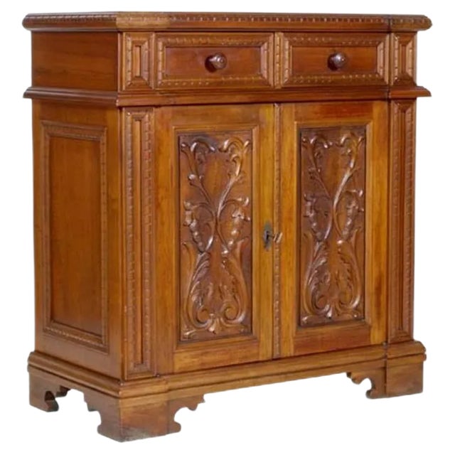 Mid-Century Tuscan Cabinet in Carved Walnut For Sale