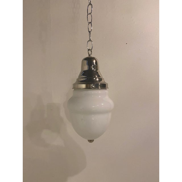 French 1930’s Small Opaline Glass Lantern For Sale - Image 3 of 7
