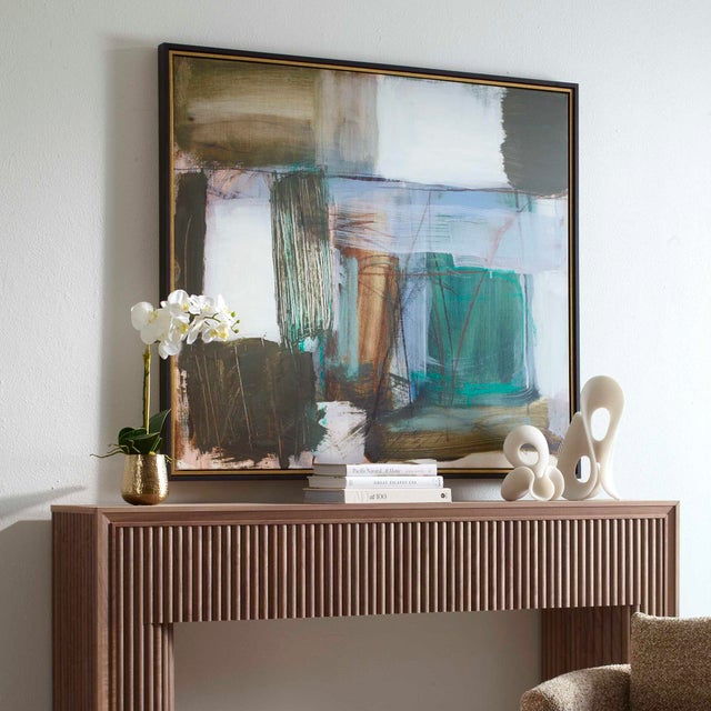 Abstract Green Fields Framed Abstract Canvas For Sale - Image 3 of 7