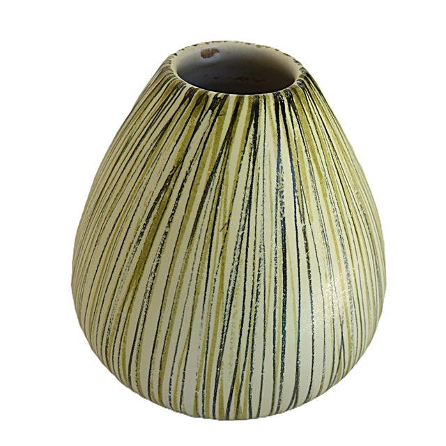 Light Yellow Linea Series Onion Shaped Ceramic Vase by Aldo Londi for Bitossi Italy 1950s For Sale - Image 8 of 11