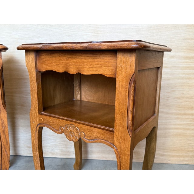 A Pair of Oak Nightstands Tables With Drawer and Open Shelf, 1940 For Sale - Image 14 of 18