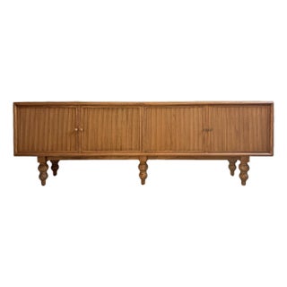 Oak Fluted Four-Door Sideboard Credenza For Sale