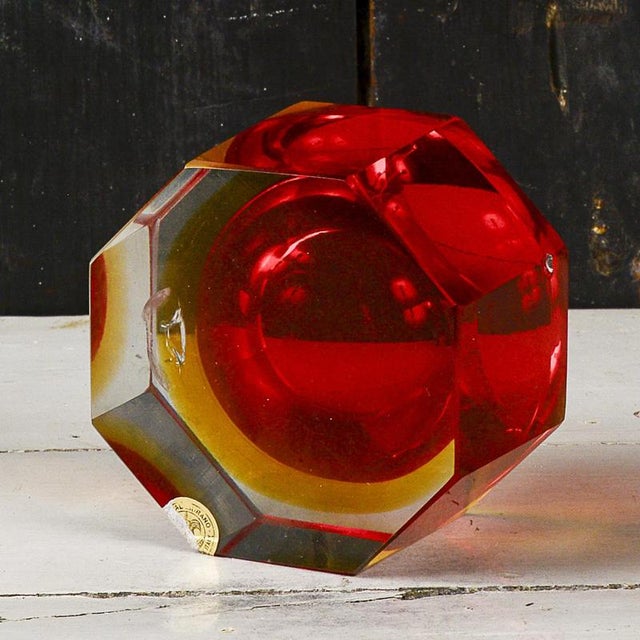 Red Glass Ashtray in the style of Flavio Poli For Sale - Image 8 of 11