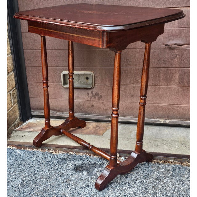 Early 20th Century Antique Cherry Stained and Flower Decorated Side Table For Sale - Image 5 of 9