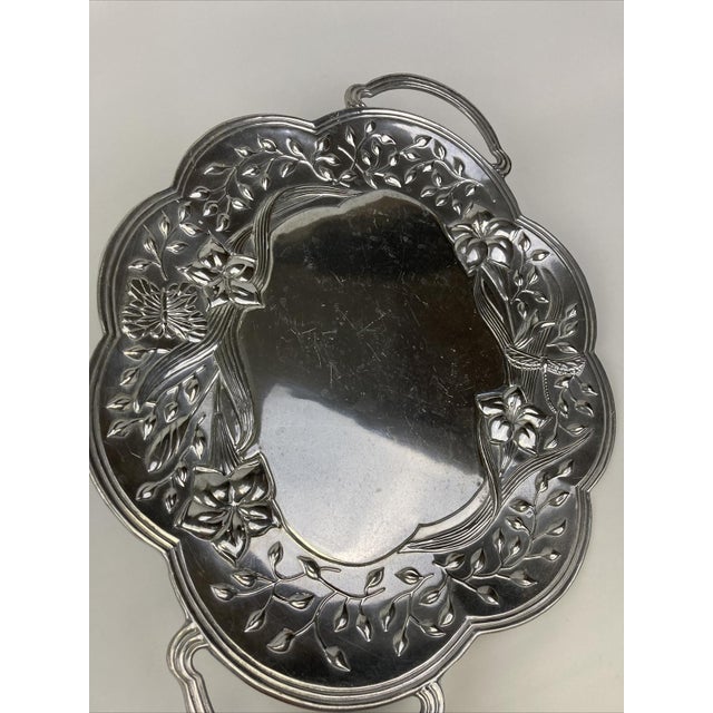 Late 20th Century Lenox Butterfly Meadow Handled Serving Tray Iris Floral Metal Silver Platter For Sale - Image 5 of 9