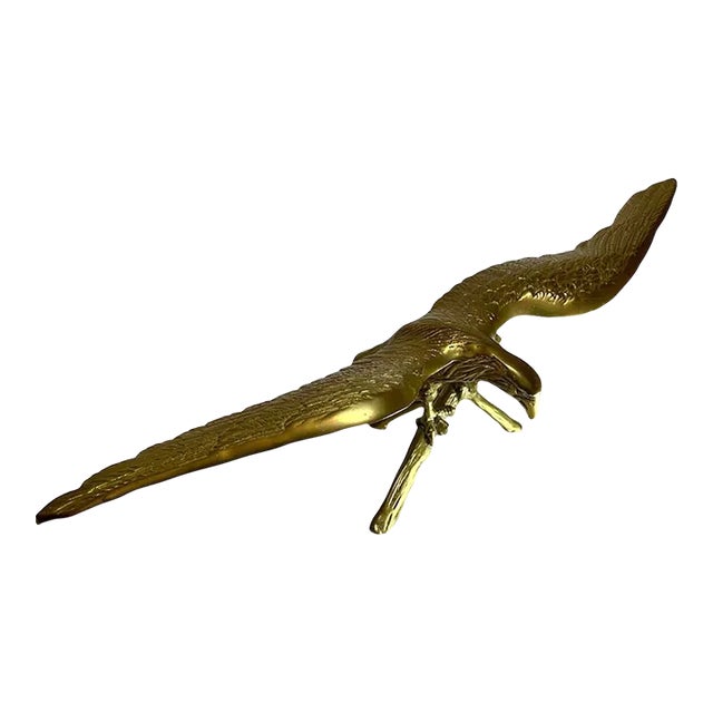 Large Vintage Brass Eagle Sculpture For Sale