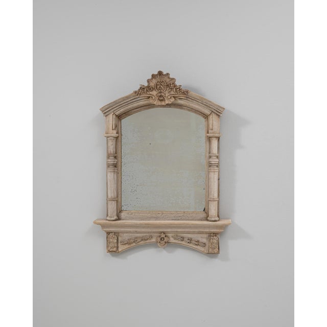 1900s French Louis XVI Carved Oak Mirror With Shelf For Sale - Image 10 of 18