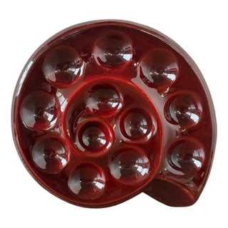 French Majolica Snail Appetizer Plate from St. Clement, 1970s For Sale