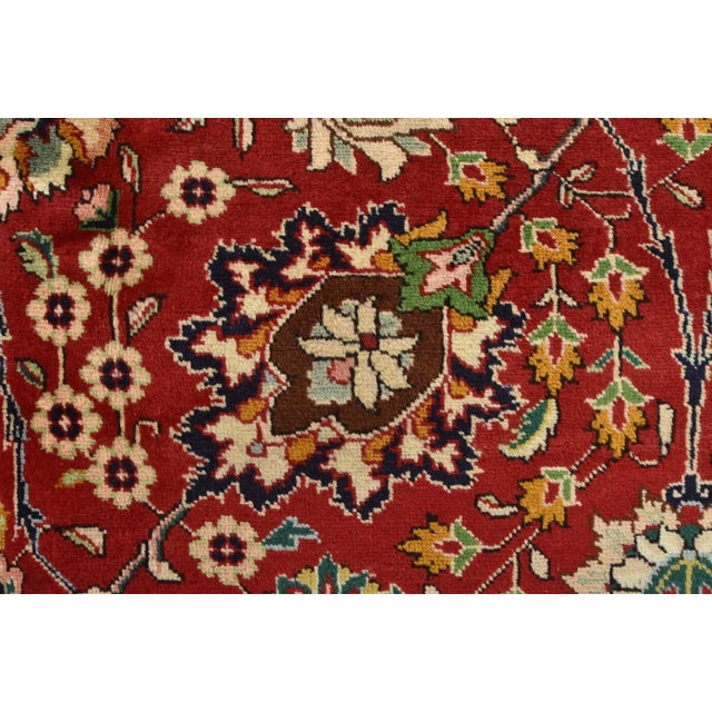 Tabriz Rug 10'2'' X 12'8'' Red Wool Vintage Traditional Hand-Knotted Carpet For Sale - Image 10 of 15