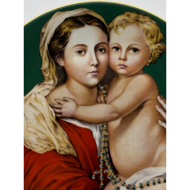 Forest Green Vintage Ch Field Haviland Limoges Madonna & Child Decorative Plate, 1653 of 7500 For Sale - Image 8 of 13