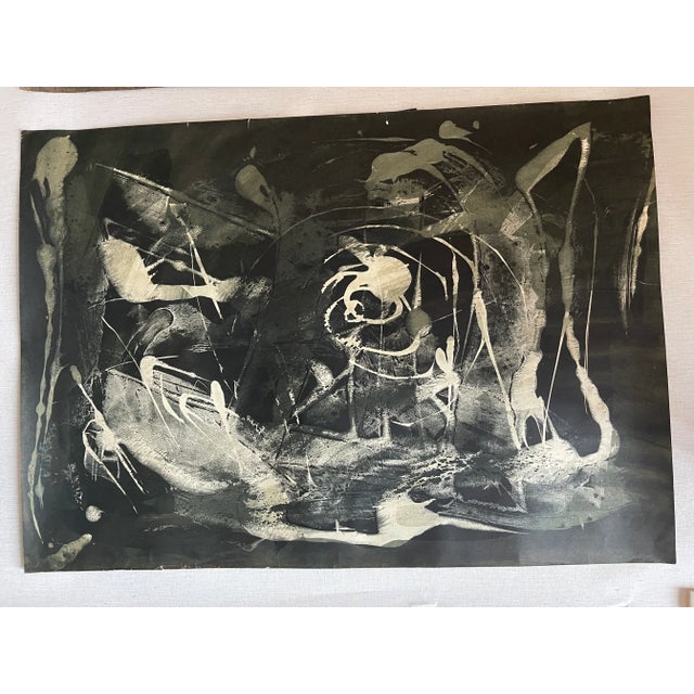 Contemporary Dark Academia Contemporary Abstract Modern Painting on Paper For Sale - Image 3 of 5