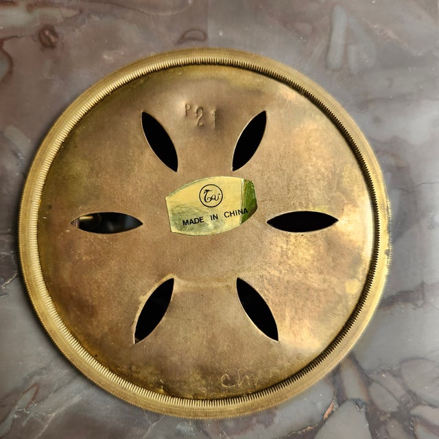 1970s Neoclassical Empire Revival Rose Breccia Marble & Gilt Metal Mantel Clock For Sale - Image 17 of 17