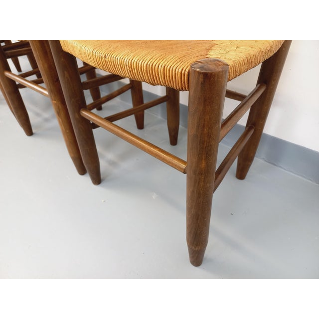 Vintage Brutalist Chairs in Wood and Straw, 1960s, Set of 4 For Sale - Image 17 of 18