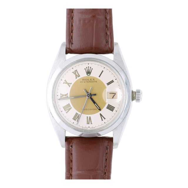 1950s Rolex Oysterdate Precision 6694 Two-Tone Tuxedo Dial Circa 1959 Vintage Watch For Sale