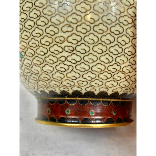 Late 20th Century Vintage Floral Cloisonne Vase For Sale - Image 5 of 10
