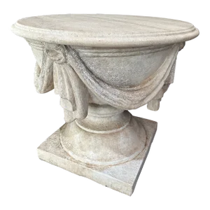 1990s Cache Draped Stone Base with Travertine Top
