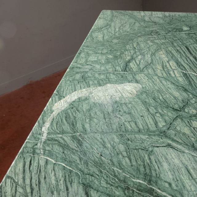 Threaded Chest of Drawers Inlaid with Green Marble Top & Napoleon III Style Wavy Front For Sale - Image 17 of 18