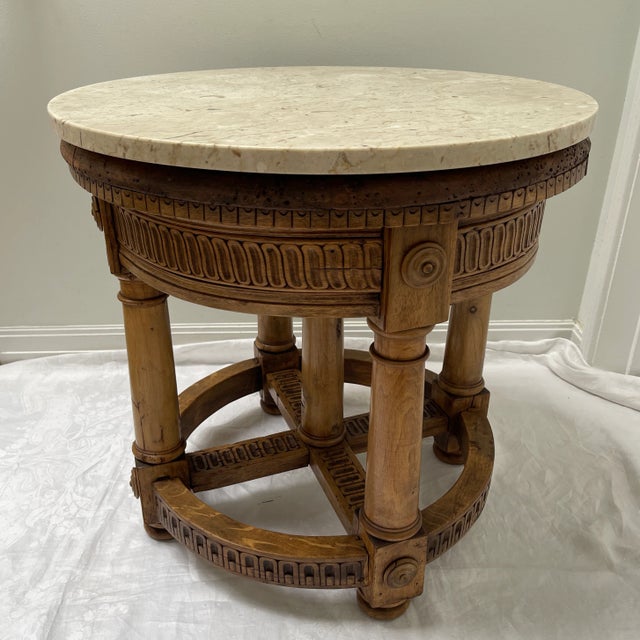 Ornately carved vintage Neoclassical Continental side table made from Vintage hard wood. That includes an unattached piece...