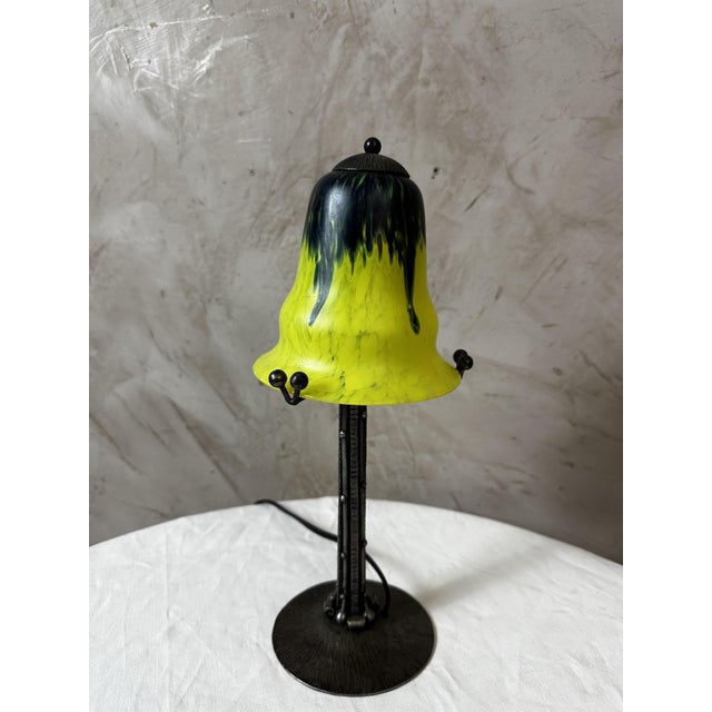 Art Deco Table Lamp in Frosted Glass, 1930s For Sale - Image 10 of 16