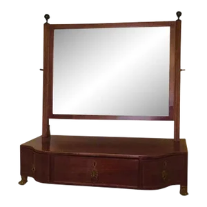 Antique Early 19th Century Regency Mahogany Shaving or Dressing Table Mirror With Serpentine Front and Drawers for Storage