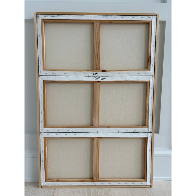 Taupe Contemporary Geometric Abstract Op Art Triptych Painting on Canvas in Neutrals Gray and Taupe, Framed For Sale - Image 8 of 8