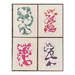 Set of Four William Glen Davis Mid Century Modern Drawings For Sale