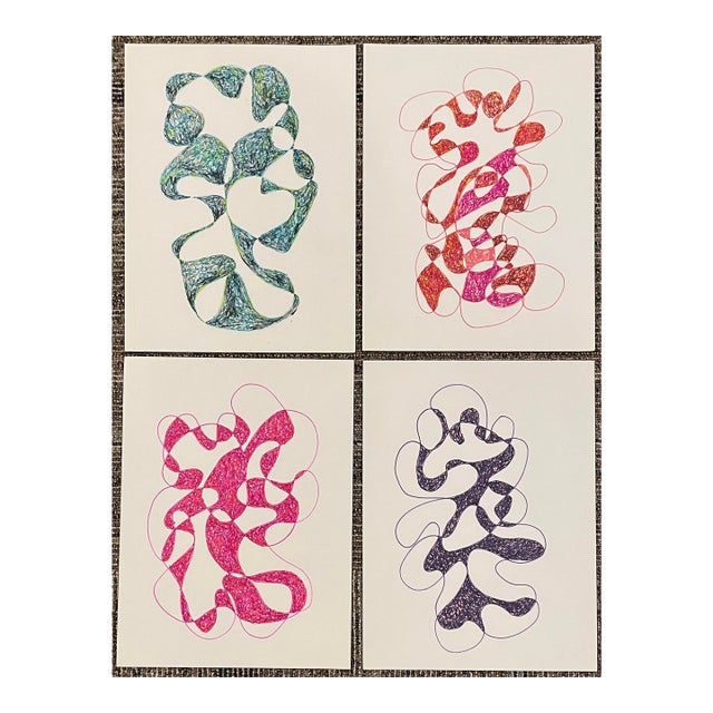 Set of Four William Glen Davis Mid Century Modern Drawings For Sale