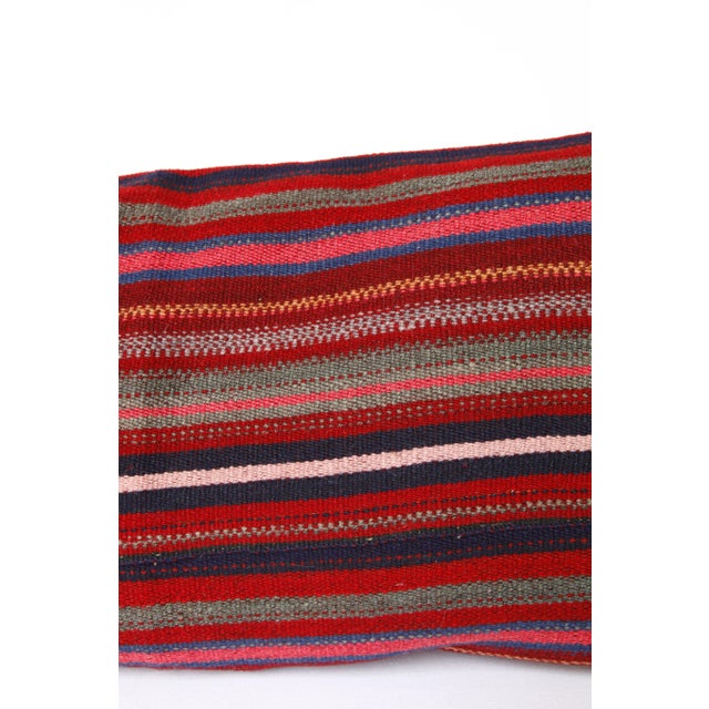 Turkish Flatweave Kilim Stripe Design Pillow Cover -20''x46'' For Sale - Image 9 of 11