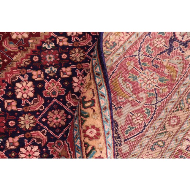Textile Boho Chic Persian Tabriz Mahi Blue/Red Wool Rug - 9'11'' X 12'6'' For Sale - Image 7 of 10