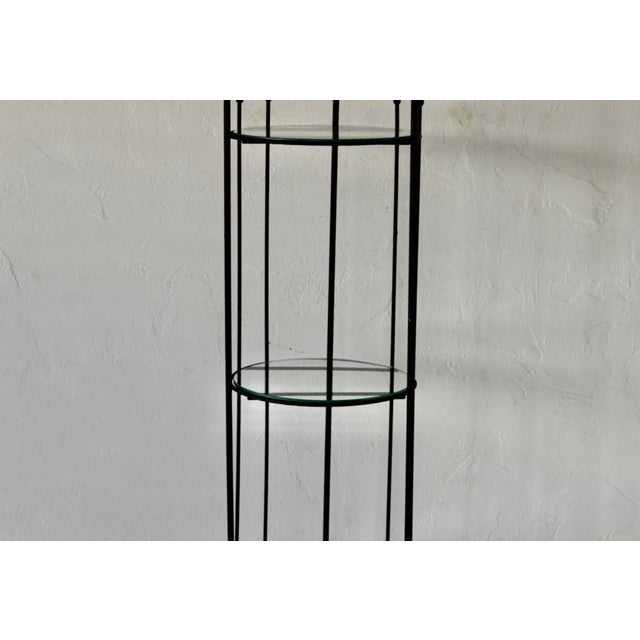 Vintage Black Painted Metal Glass Three Tier Narrow Etagere Mid Century For Sale - Image 4 of 18