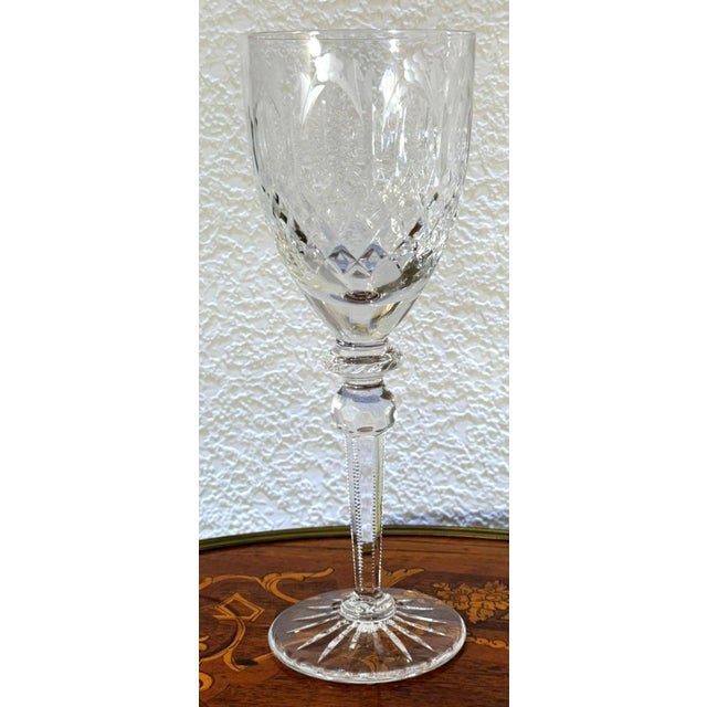 1990s Rogaska Queen Crystal Wine Glass Cut Floral Stemware Slovenia For Sale In Dallas - Image 6 of 7