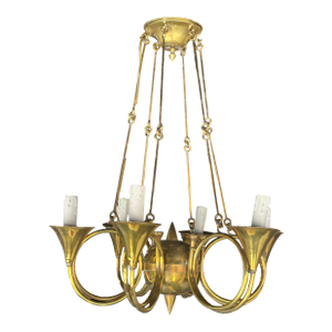 Phoenix Day French Horn Custom Solid Brass Chandelier