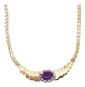 14 Karat Yellow Gold Cable Necklace 0.10 Total Diamond Weight