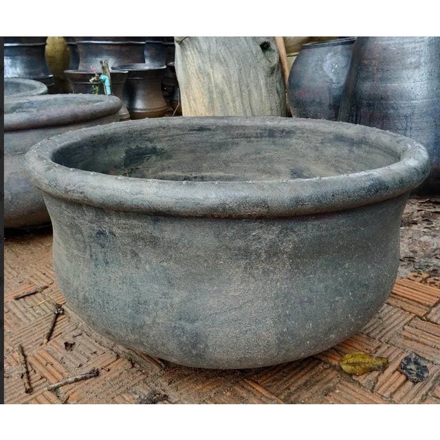 Early 21st Century Kamun Black Earth Ware Vintage Pot Planter For Sale - Image 5 of 5
