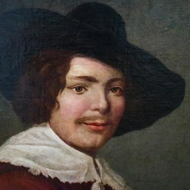 Oil painting on canvas within a gilded wooden frame depicting a portrait of a young man of the time. Canvas dimensions...