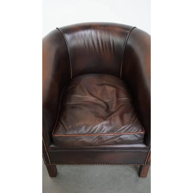 English Cowhide Club Armchair in Dark Color For Sale - Image 6 of 14