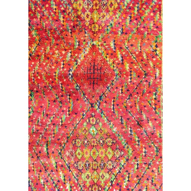 Tribal Mid 20th Century Mid-Century Tribal Moroccan Vintage Rug With Colorful, Vibrant Diamond Pattern For Sale - Image 3 of 7