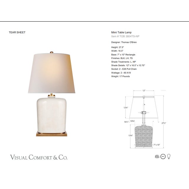 Thomas O'Brien by Visual Comfort Signature Mimi Table Lamp in Tea Stain with Natural Paper Shade Designer: Thomas O'Brien...
