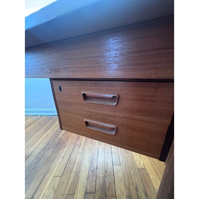 1960s Mid Century Danish Modern Teak Drop-Leaf Executive Desk, 1960s For Sale - Image 5 of 9