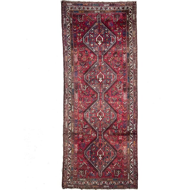 Mid 20th Century Mid 20th Century Plush Pile Southwest Persian Shiraz Rug 3.10 x 10.7 For Sale - Image 5 of 5