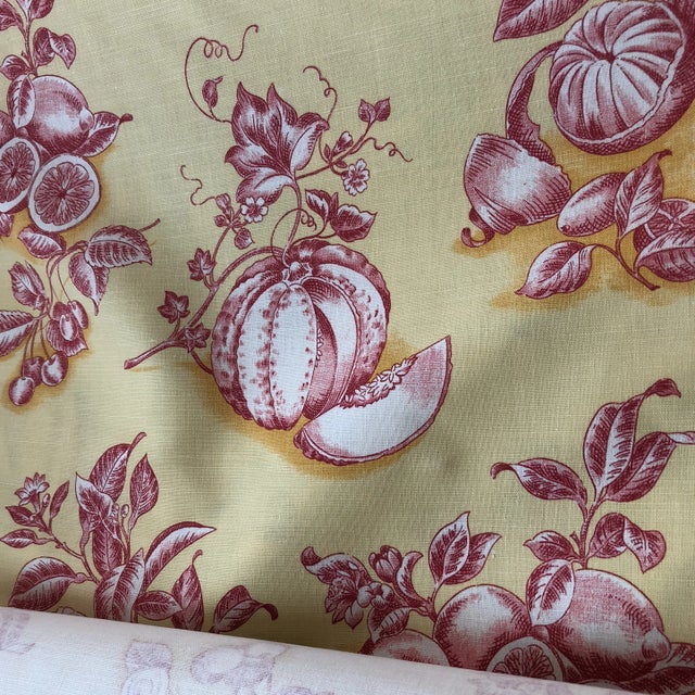 Traditional Tyler Hall French Market Exclusive Yellow Fabric With Orange Design - 1 Yard For Sale - Image 3 of 8
