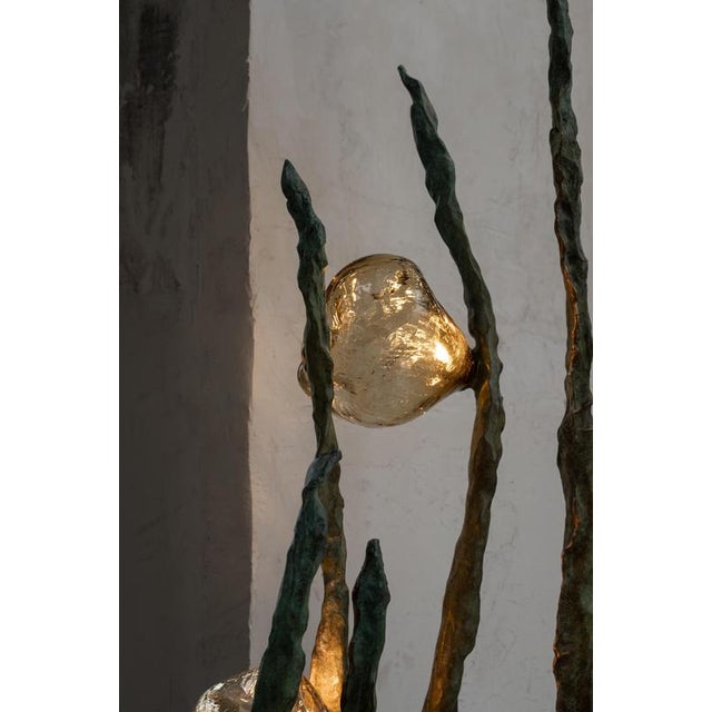 Contemporary Posidoni Bronze and Handblown Glass Floor Lamp by Emilie Lemardeley For Sale - Image 3 of 11
