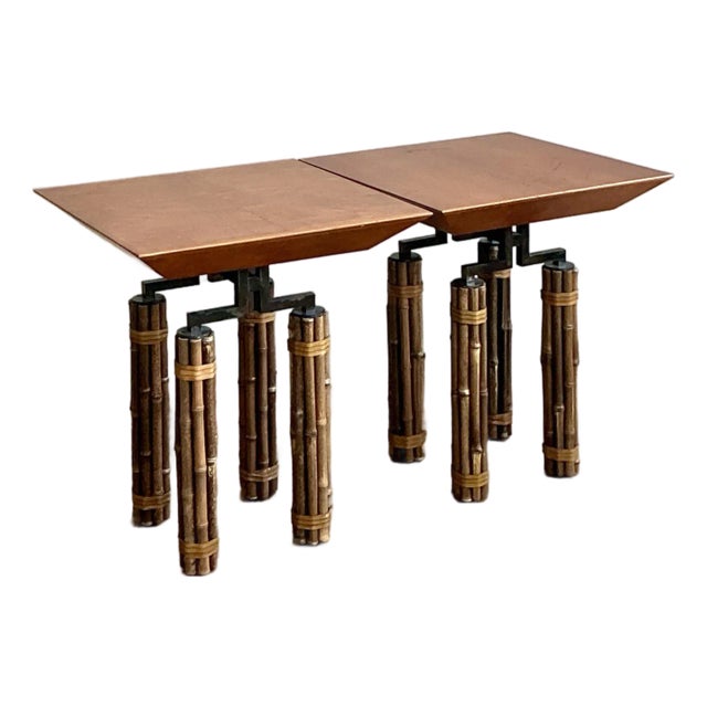 Vintage Boho Richard Huxley for McGuire Side Tables - A Pair For Sale