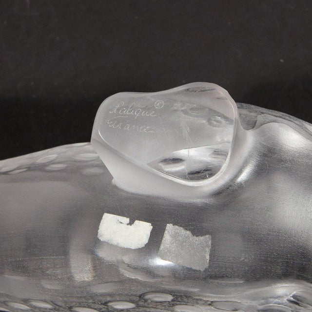 Modernist Spotted Stalking Leopard in Frosted Crystal Signed by Lalique For Sale - Image 12 of 12