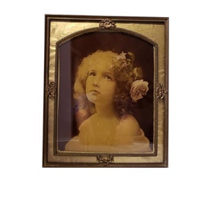 19th Century Art Nouveau Frame Ambrotype Photograph, Girl Portrait Hand Colored Glass For Sale