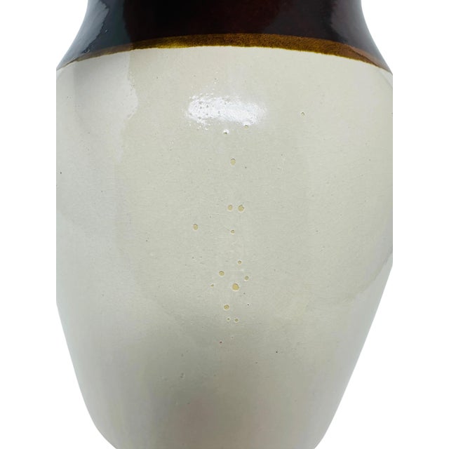 Cream Vintage 10" Two-Tone Stoneware Pitcher - Brown & Cream Roseville RRP Co. - Mid-Century Farmhouse Decor For Sale - Image 8 of 10