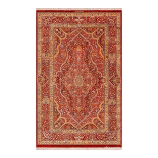 Nazmiyal Collection Vintage Silk Persian Animal Design Qum Rug For Sale
