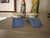 Pair of Vintage Czech Blue & Cream Ceramic Candlesticks For Sale - Image 4 of 11