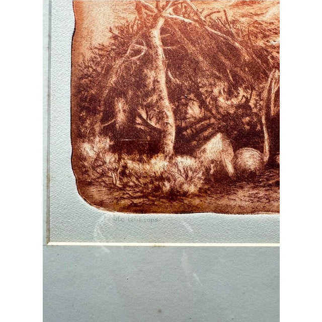 "Paiute Wikiup" Etching Roy Purcell Artist’s Proof Framed Native American For Sale - Image 10 of 16