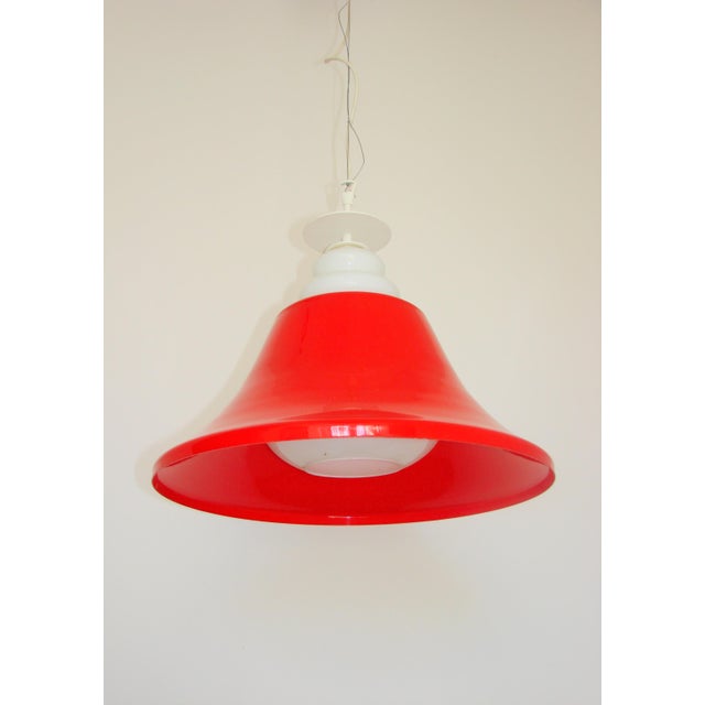 1970s Space Age Pendant Light in Red Glass, 1970s For Sale - Image 5 of 11